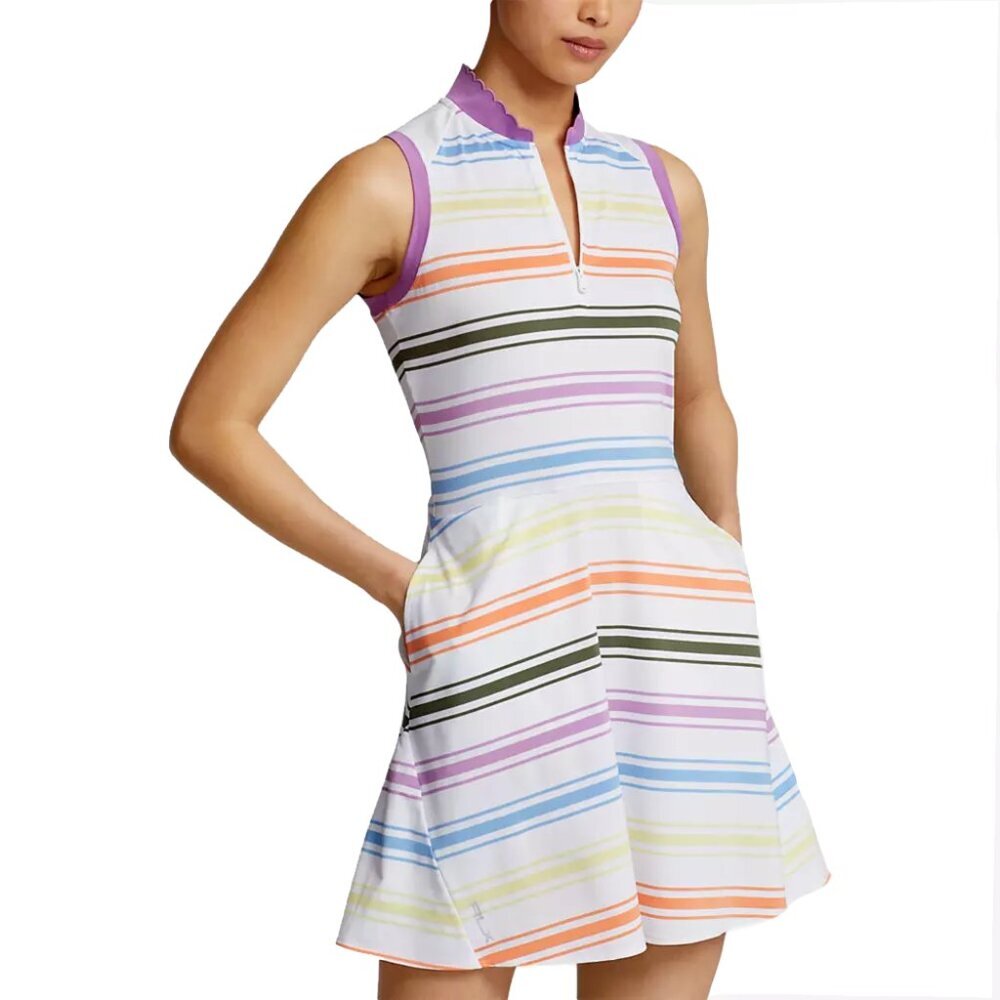NWT RLX Ralph Lauren Golf Striped Hybrid Mesh & Jersey Dress Small S